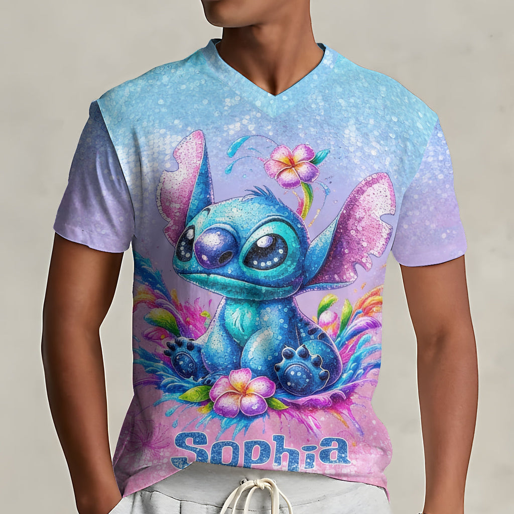 Personalized Fully Printed V-Neck T-Shirt with Cute Design for Kids & Adults Fully Printed V-Neck T-Shirt GradoCreations