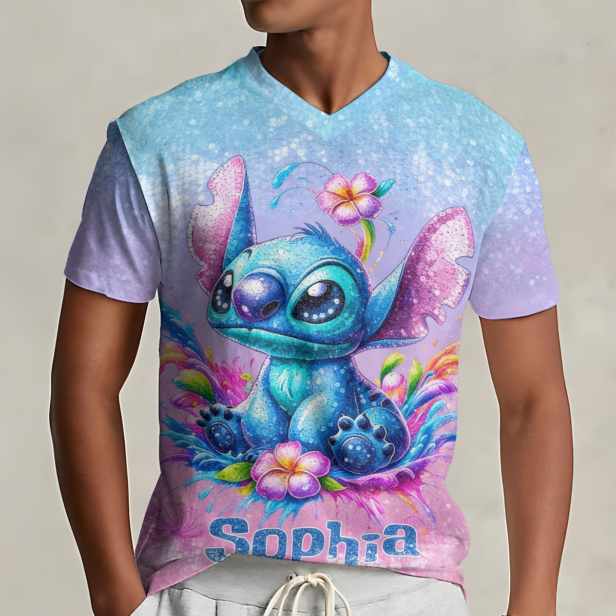 Personalized Fully Printed V-Neck T-Shirt with Cute Design for Kids & Adults Fully Printed V-Neck T-Shirt GradoCreations