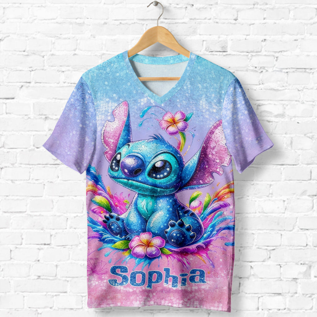 Personalized Fully Printed V-Neck T-Shirt with Cute Design for Kids & Adults Fully Printed V-Neck T-Shirt GradoCreations