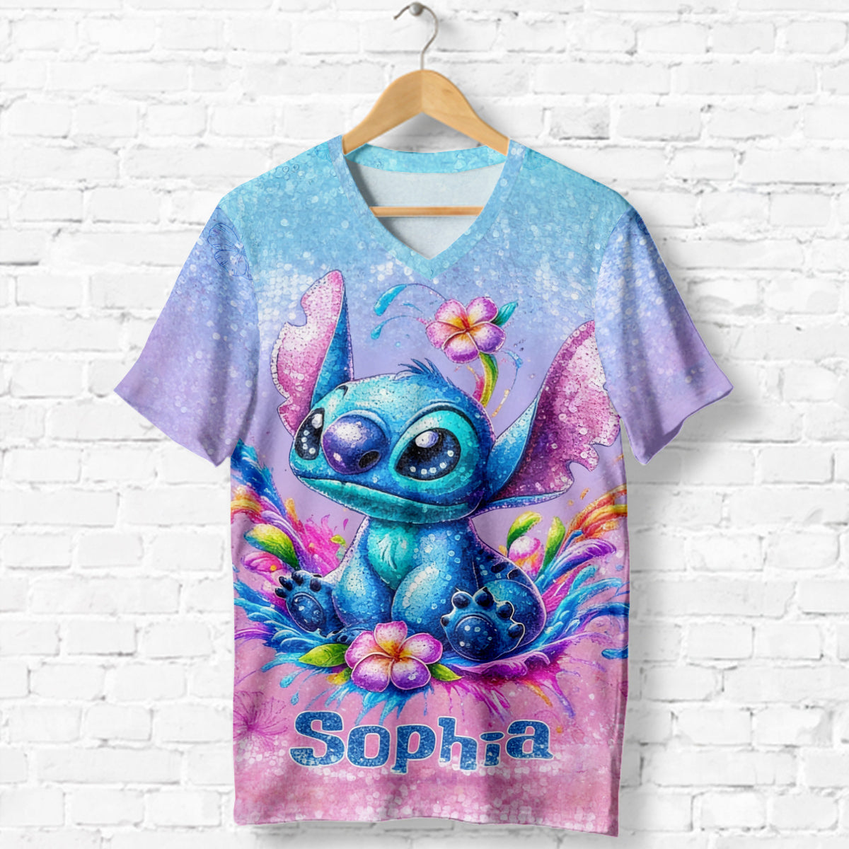 Personalized Fully Printed V-Neck T-Shirt with Cute Design for Kids & Adults Fully Printed V-Neck T-Shirt GradoCreations