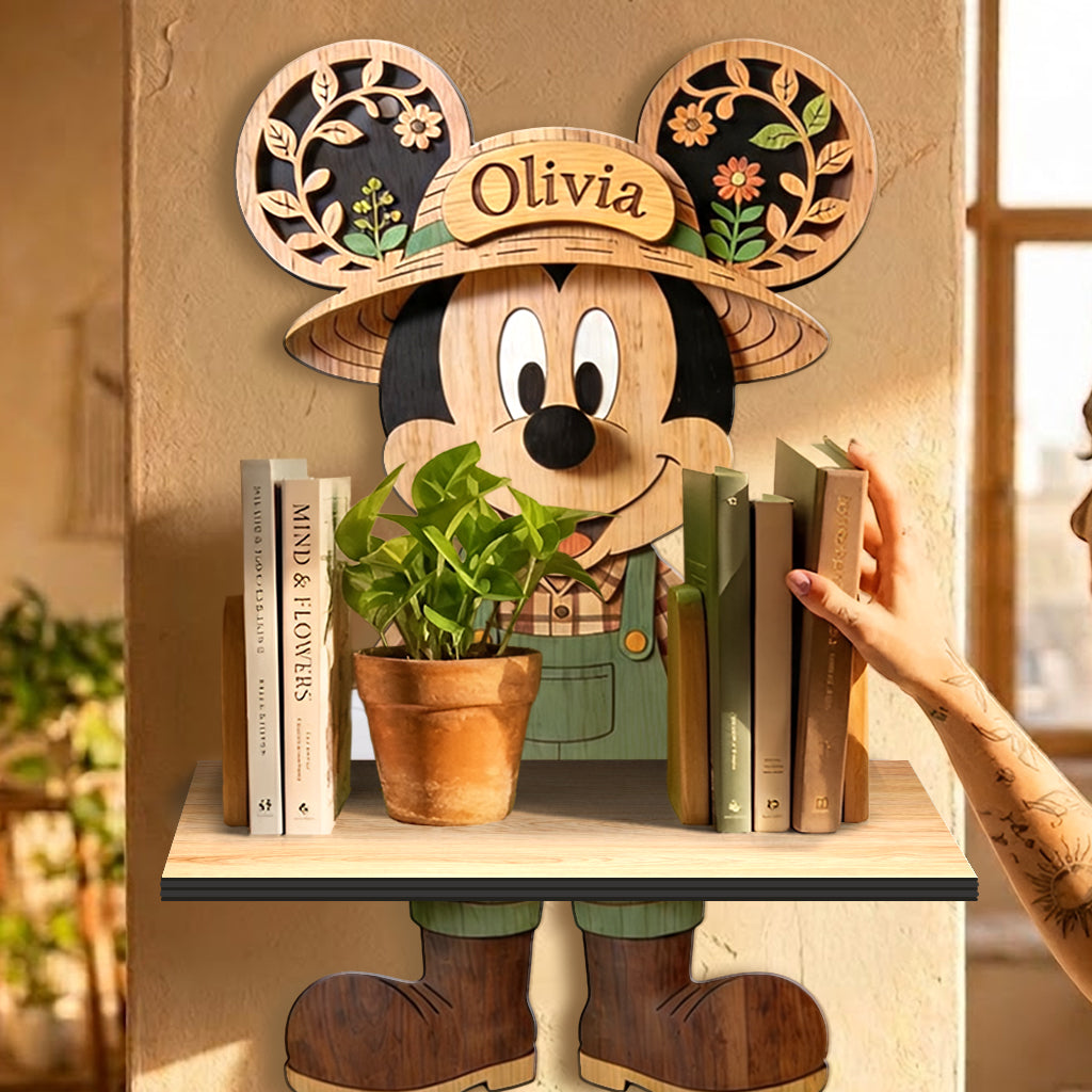 Personalized Wooden Mouse Floating Shelf Custom Name Garden Gift Wooden Floating Shelf GradoCreations