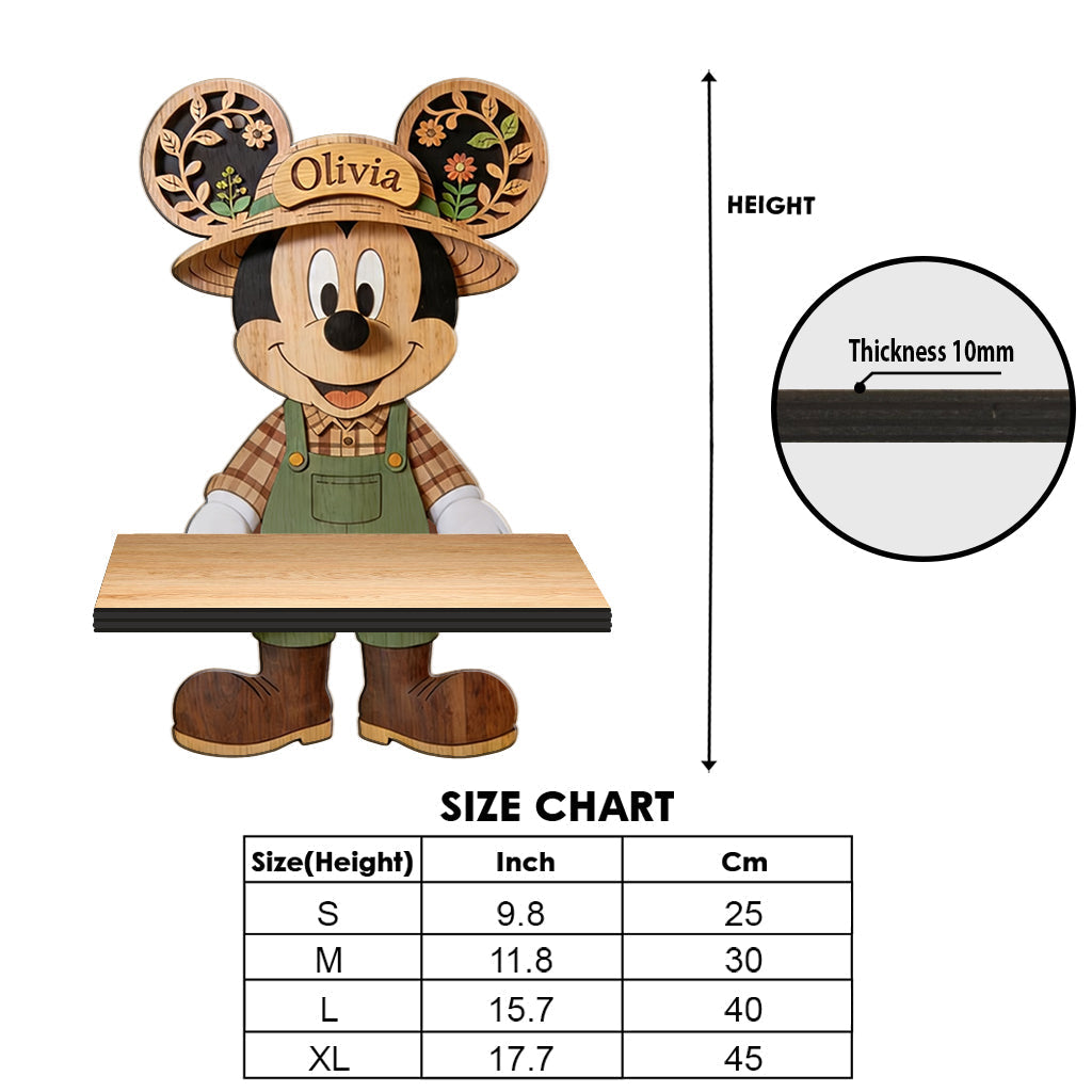 Personalized Wooden Mouse Floating Shelf Custom Name Garden Gift Wooden Floating Shelf GradoCreations