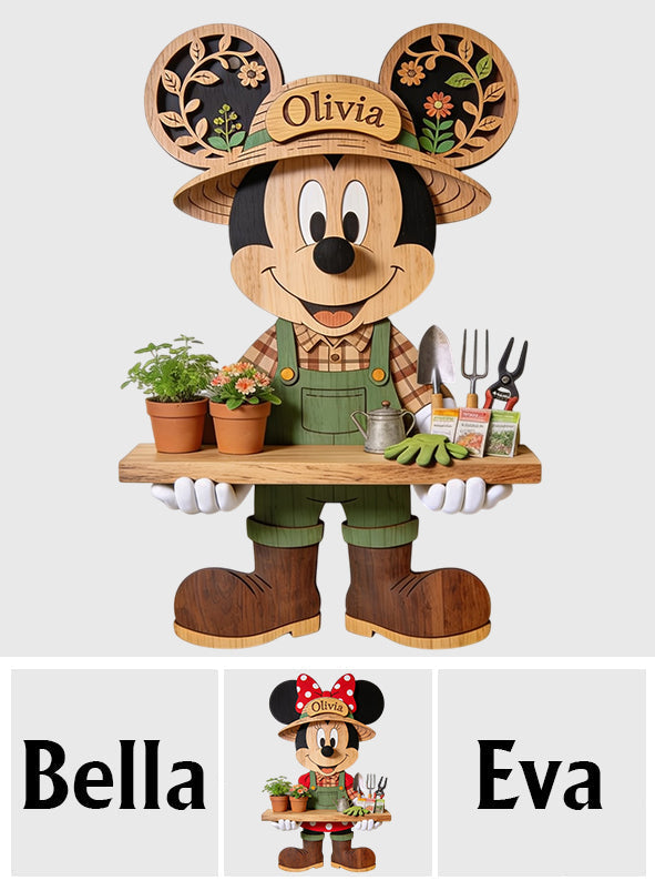 Personalized Wooden Mouse Floating Shelf Custom Name Garden Gift Wooden Floating Shelf GradoCreations