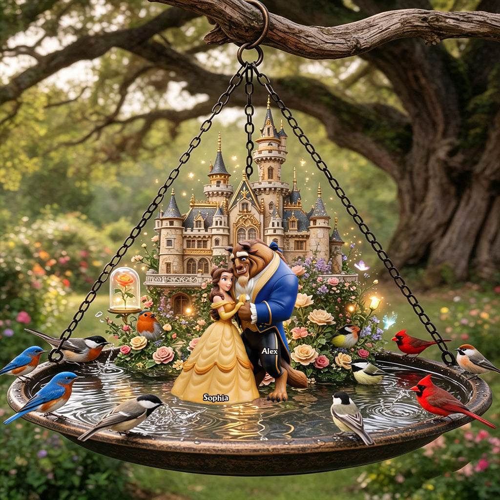 Personalized Beauty and the Beast Bird Feeder Bath for Garden Decor Bird Feeder/ Bath GradoCreations