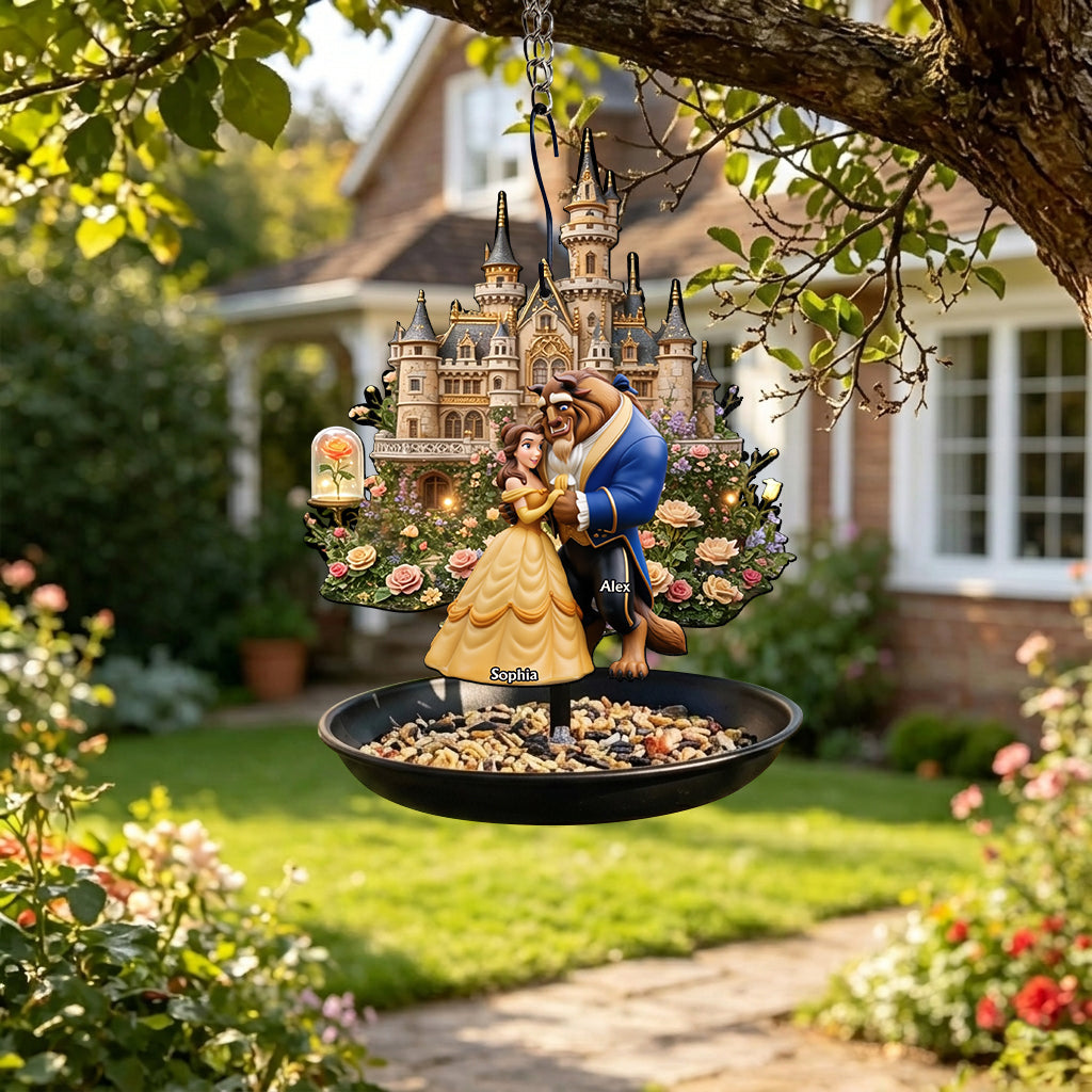 Personalized Beauty and the Beast Bird Feeder Bath for Garden Decor Bird Feeder/ Bath GradoCreations