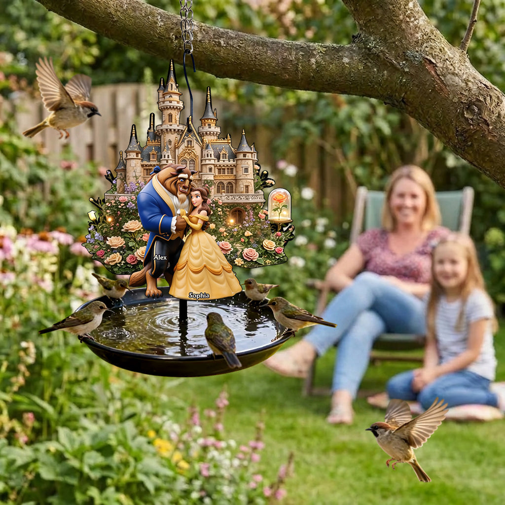 Personalized Beauty and the Beast Bird Feeder Bath for Garden Decor Bird Feeder/ Bath GradoCreations