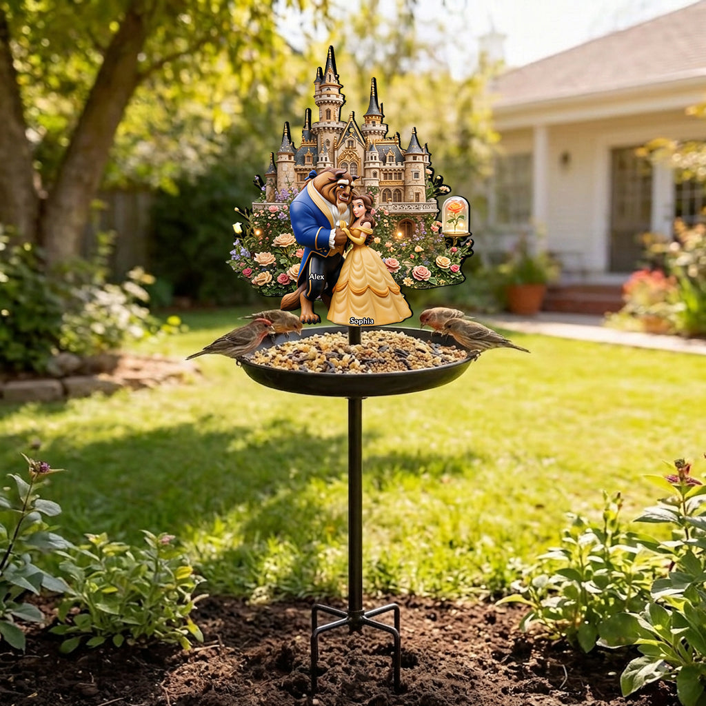Personalized Beauty and the Beast Bird Feeder Bath for Garden Decor Bird Feeder/ Bath GradoCreations