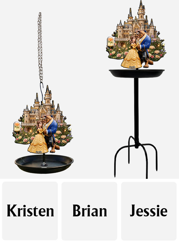Personalized Beauty and the Beast Bird Feeder Bath for Garden Decor Bird Feeder/ Bath GradoCreations