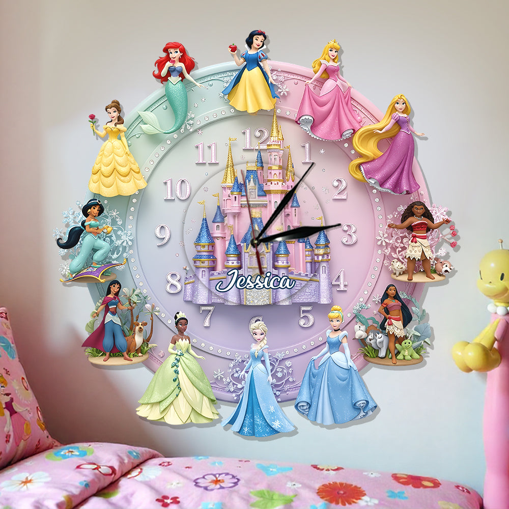 Personalized Disney Princess Wall Hanging Clock Gift for Kids Wall Hanging Clock GradoCreations