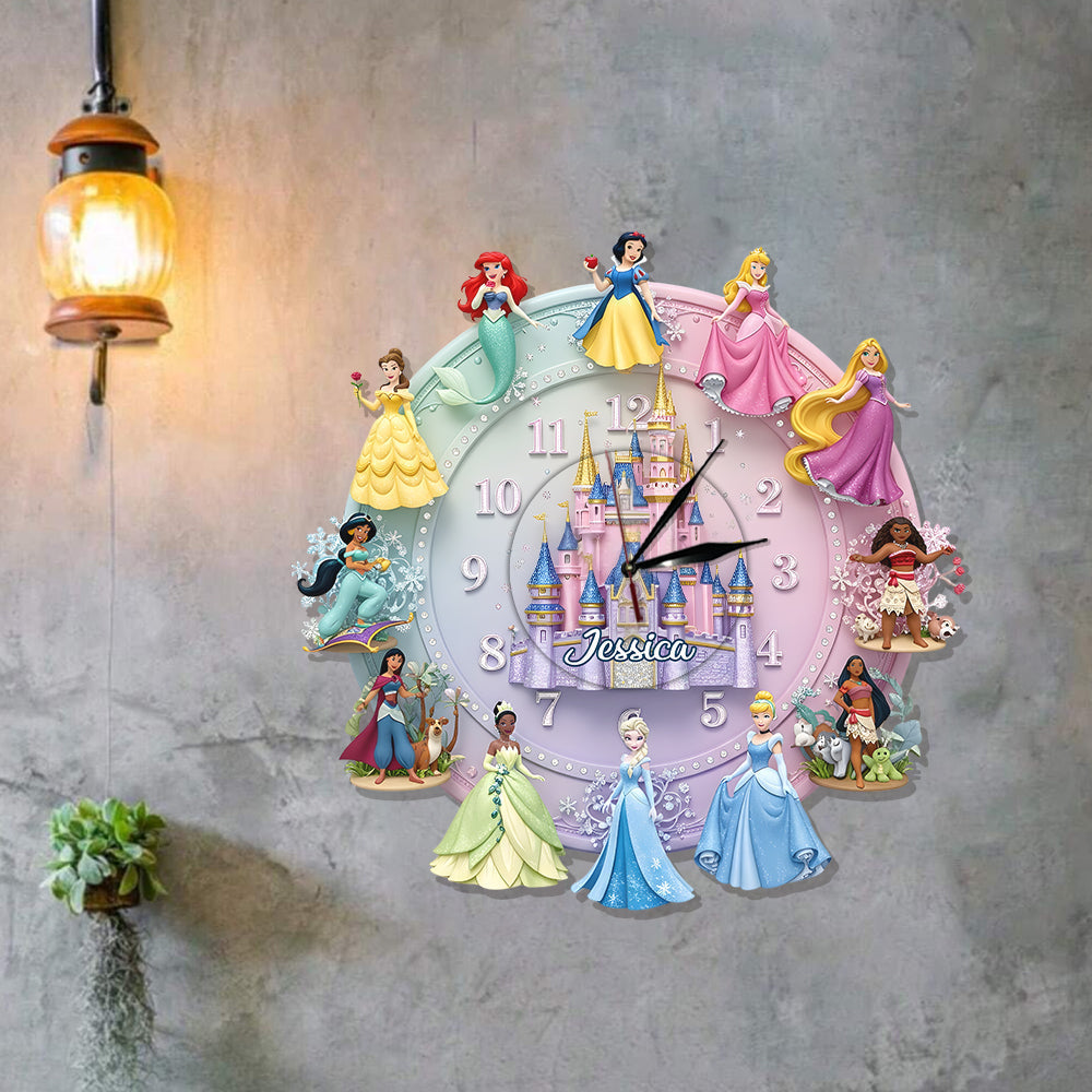 Personalized Disney Princess Wall Hanging Clock Gift for Kids Wall Hanging Clock GradoCreations