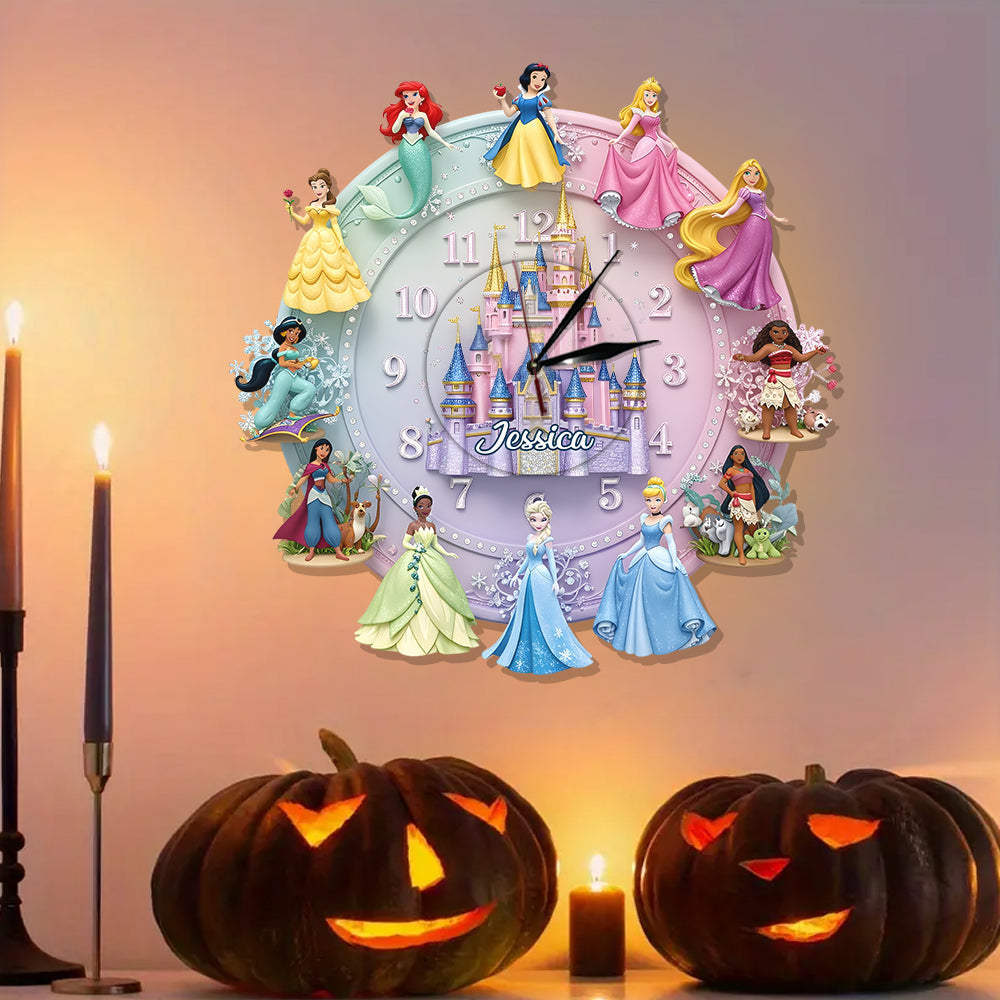 Personalized Disney Princess Wall Hanging Clock Gift for Kids Wall Hanging Clock GradoCreations