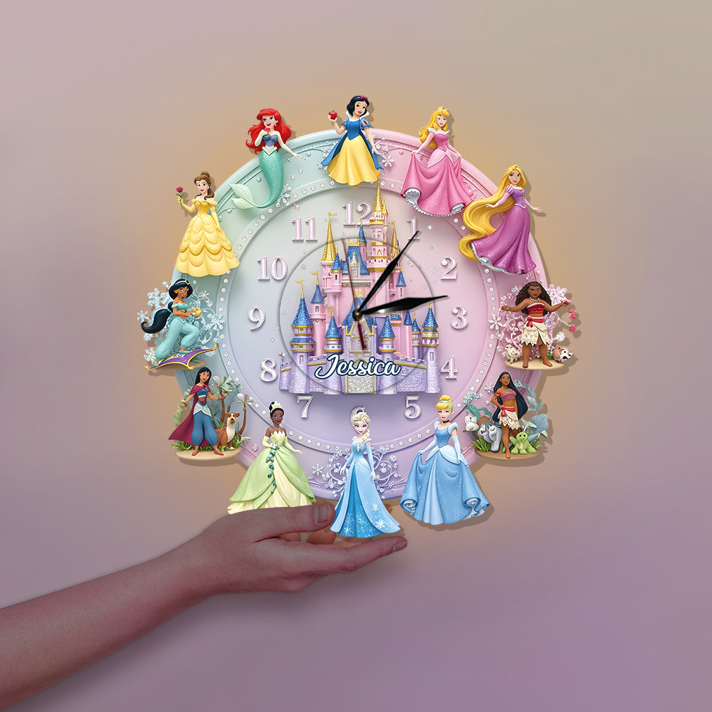 Personalized Disney Princess Wall Hanging Clock Gift for Kids Wall Hanging Clock GradoCreations