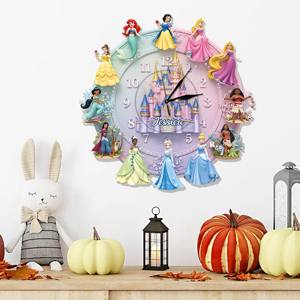 Personalized Disney Princess Wall Hanging Clock Gift for Kids Wall Hanging Clock GradoCreations
