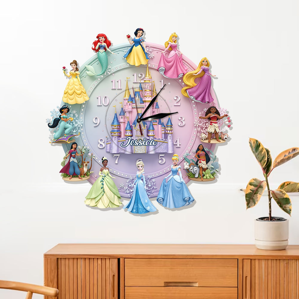Personalized Disney Princess Wall Hanging Clock Gift for Kids Wall Hanging Clock GradoCreations