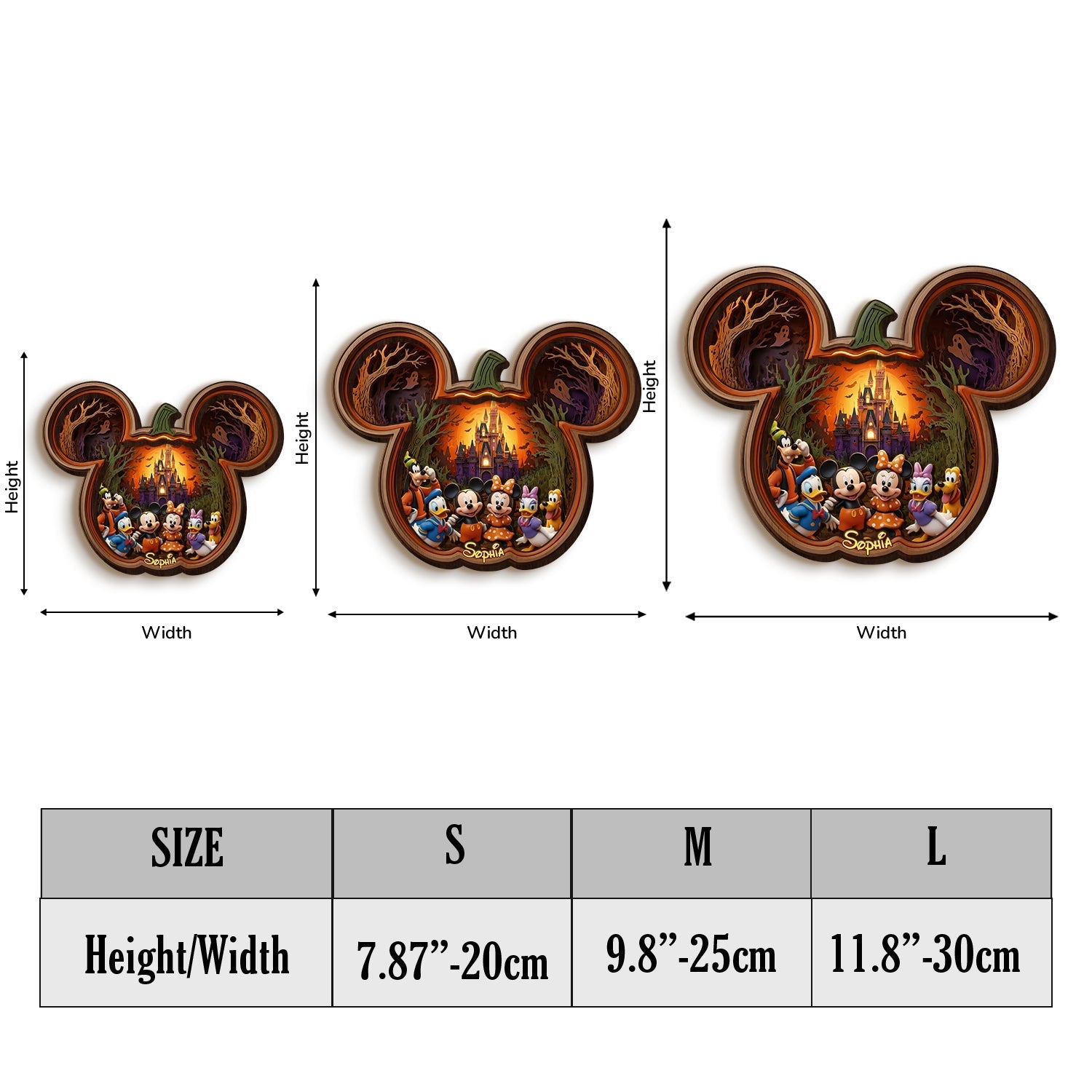 Personalized Mickey Mouse Wooden Light Shadow Box for Halloween Wooden Light Shadow Box GradoCreations