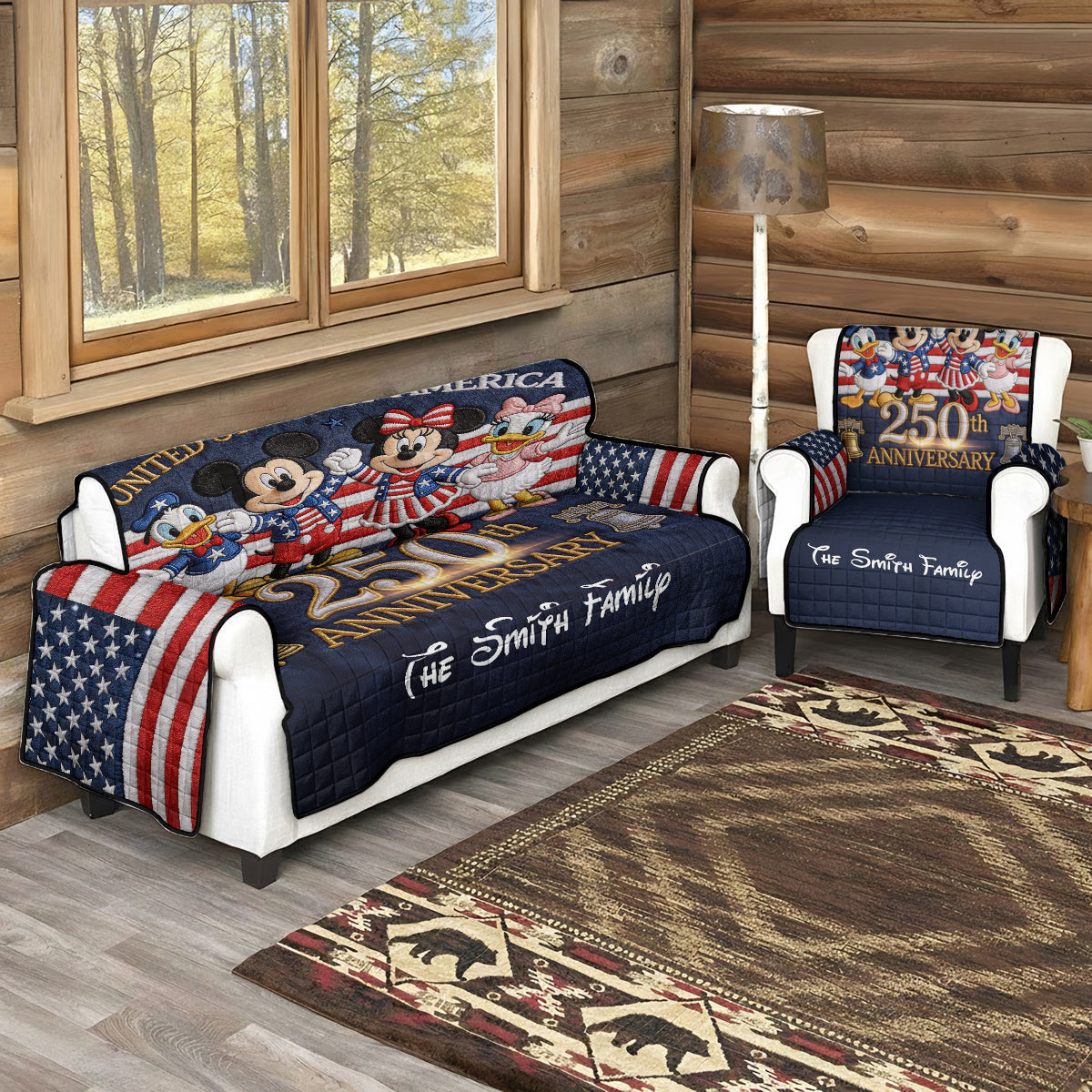 Personalized 250th Anniversary Quilted Sofa Cover Gift Quilted Sofa/Couch Cover GradoCreations