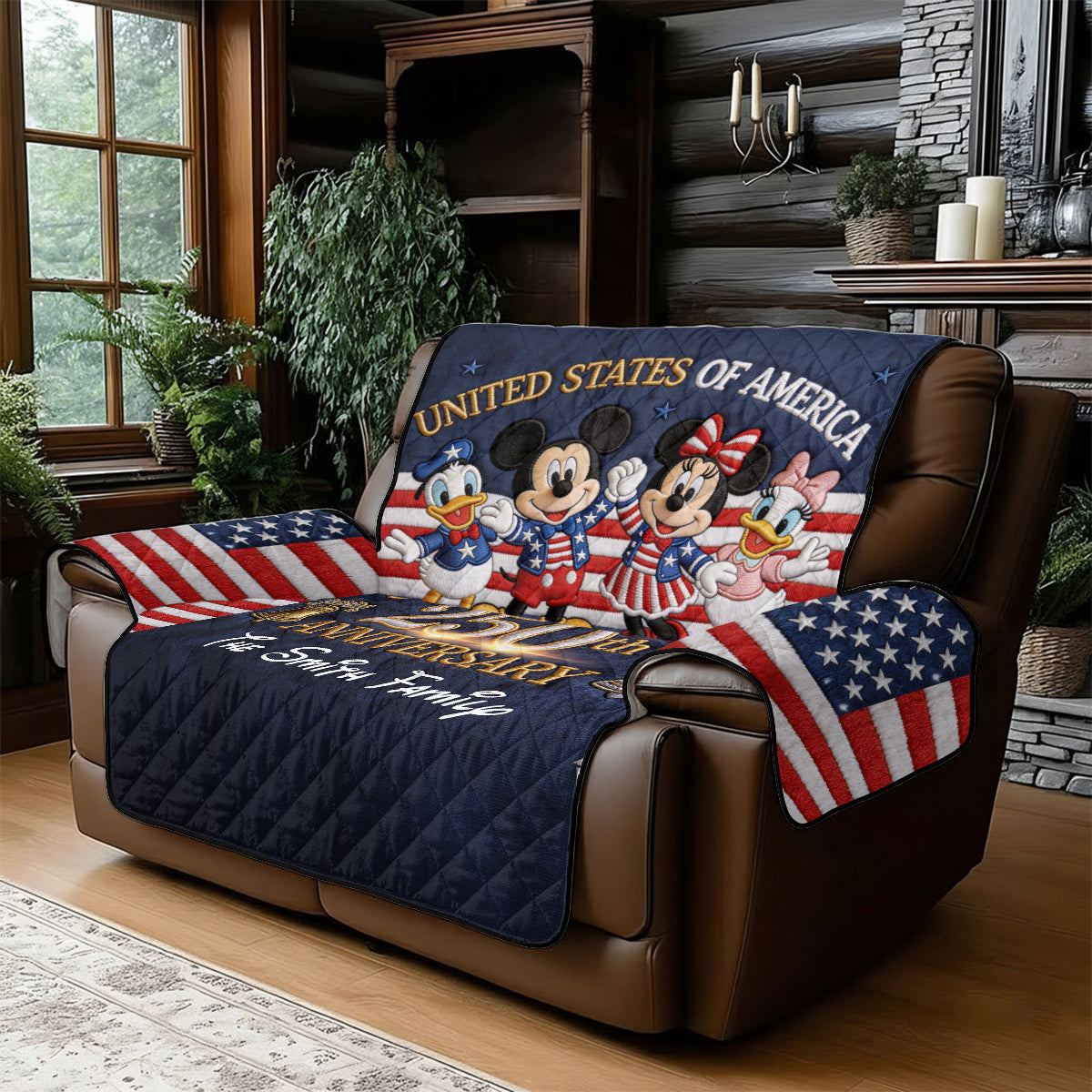 Personalized 250th Anniversary Quilted Sofa Cover Gift Quilted Sofa/Couch Cover GradoCreations