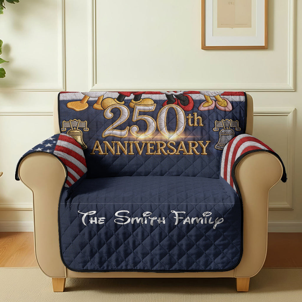 Personalized Quilted Sofa Cover 250th Anniversary USA Gift for Family Quited Sofa Cover GradoCreations