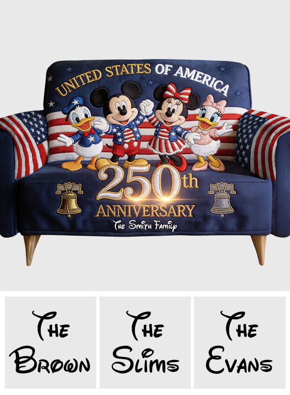 Personalized 250th Anniversary Quilted Sofa Cover Gift Quilted Sofa/Couch Cover GradoCreations
