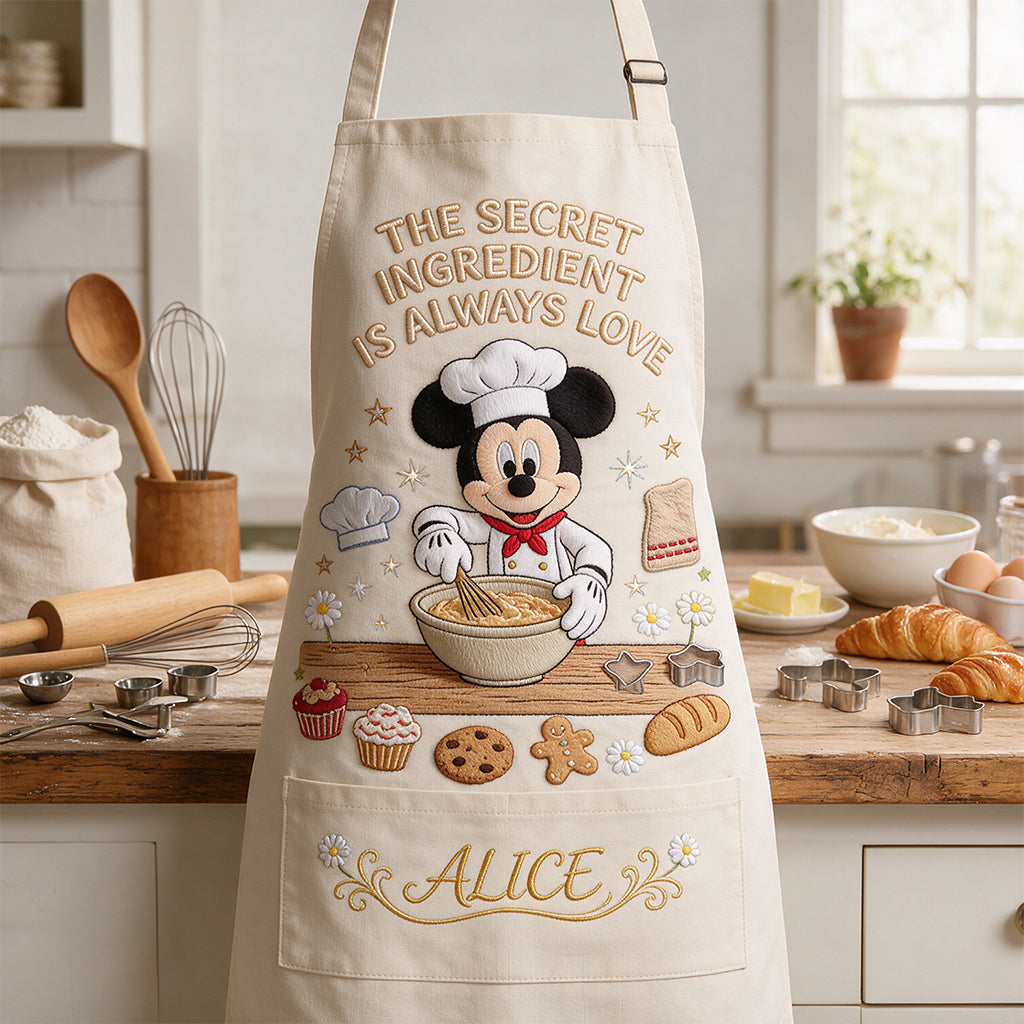 Personalized Mouse Apron with Pockets Custom Name Gift for Kids Apron GradoCreations