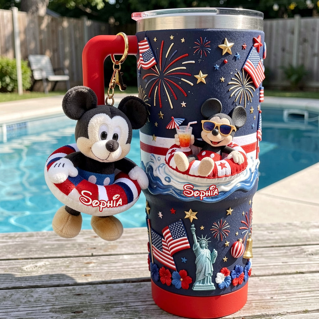 Personalized 250th Anniversary Mouse Tumbler with Plush Charm Gift Tumbler With Plush Charm GradoCreations