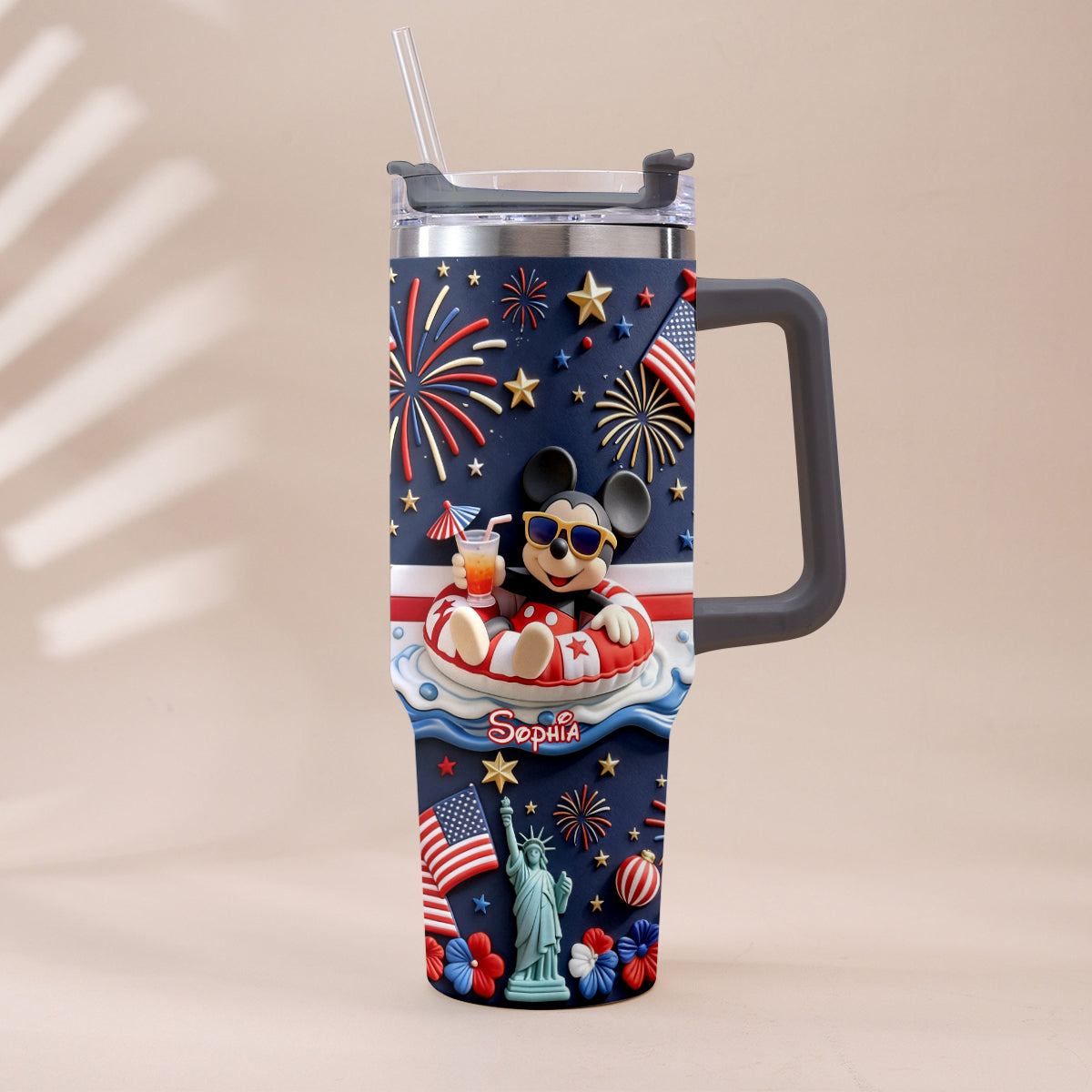 Personalized 250th Anniversary Mouse Tumbler with Plush Charm Gift Tumbler With Plush Charm GradoCreations