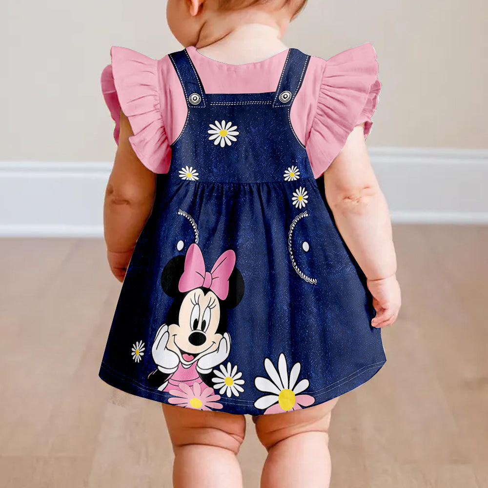 Personalized Ruffle Sleeve Dress with Mouse Print for Girls Kid Ruffle Sleeve Dress GradoCreations