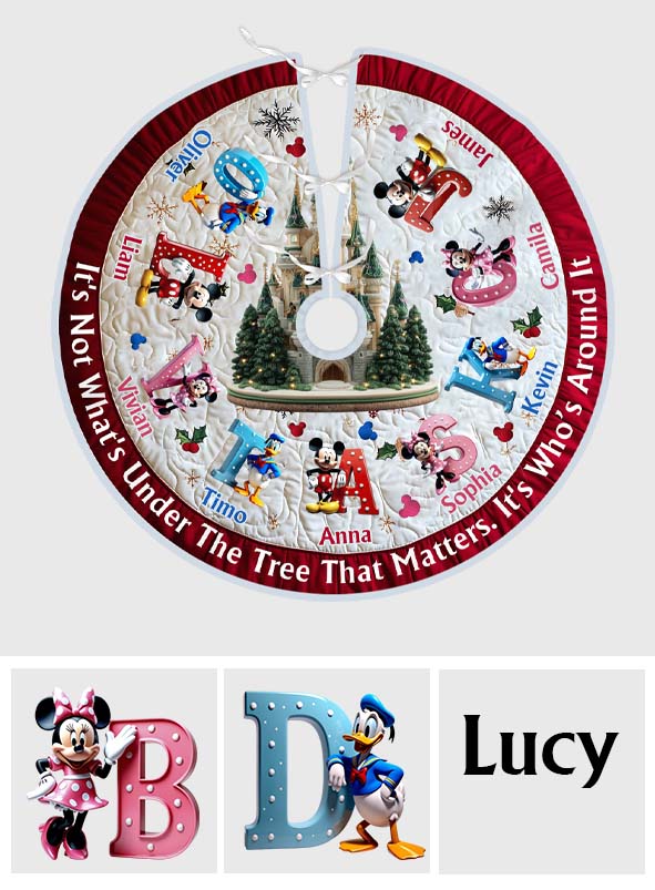 Personalized Christmas Tree Skirt with Custom Names - Holiday Decor Gift Tree Skirt GradoCreations