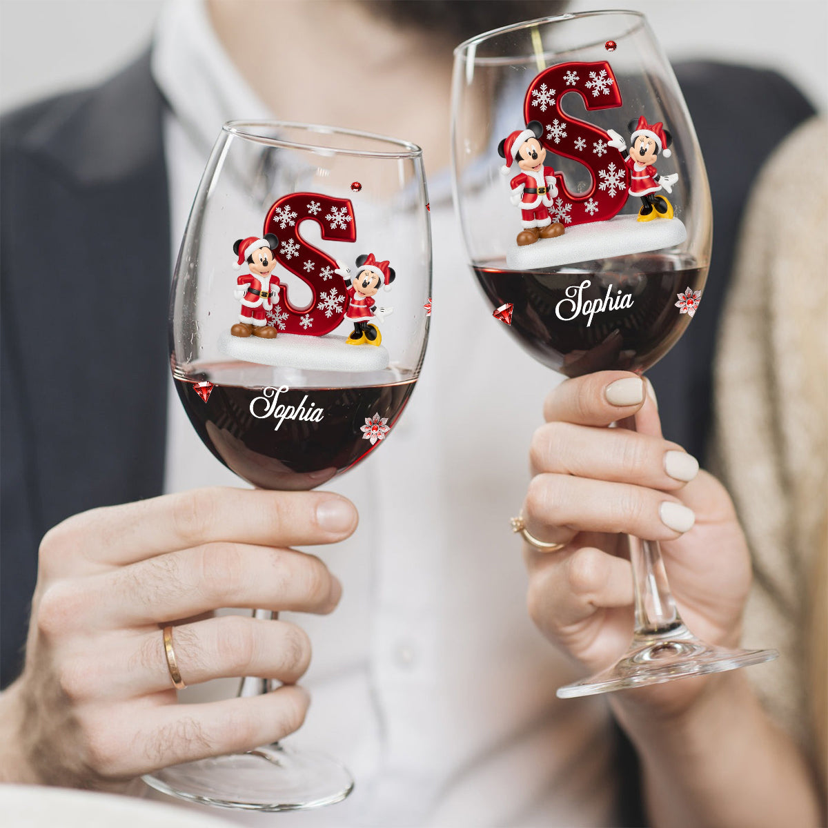 Personalized Christmas Wine Glass with Long Stem for Mom/Dad Wine Glass With Long Stem GradoCreations