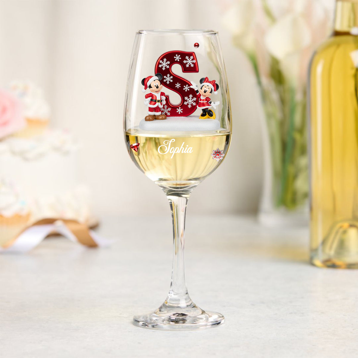 Personalized Christmas Wine Glass with Long Stem for Mom/Dad Wine Glass With Long Stem GradoCreations