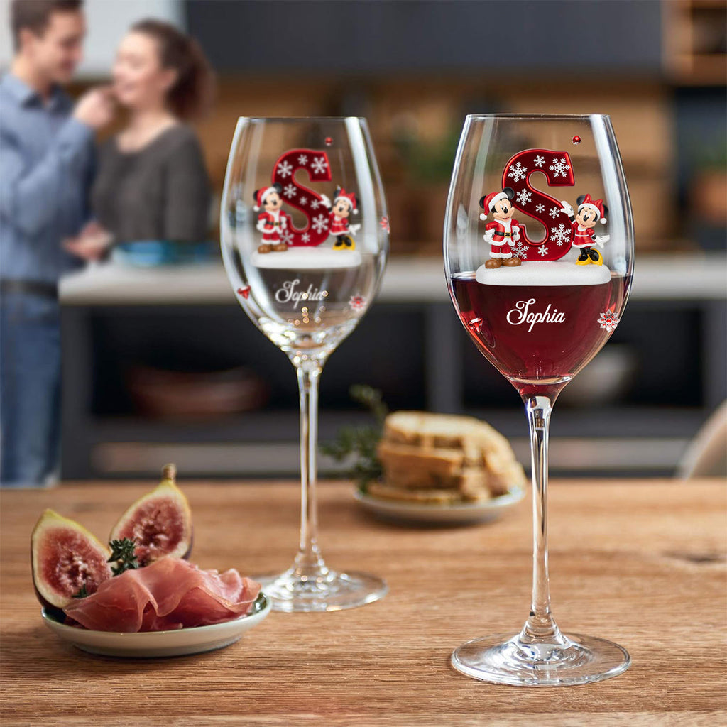 Personalized Christmas Wine Glass with Long Stem for Mom/Dad Wine Glass With Long Stem GradoCreations
