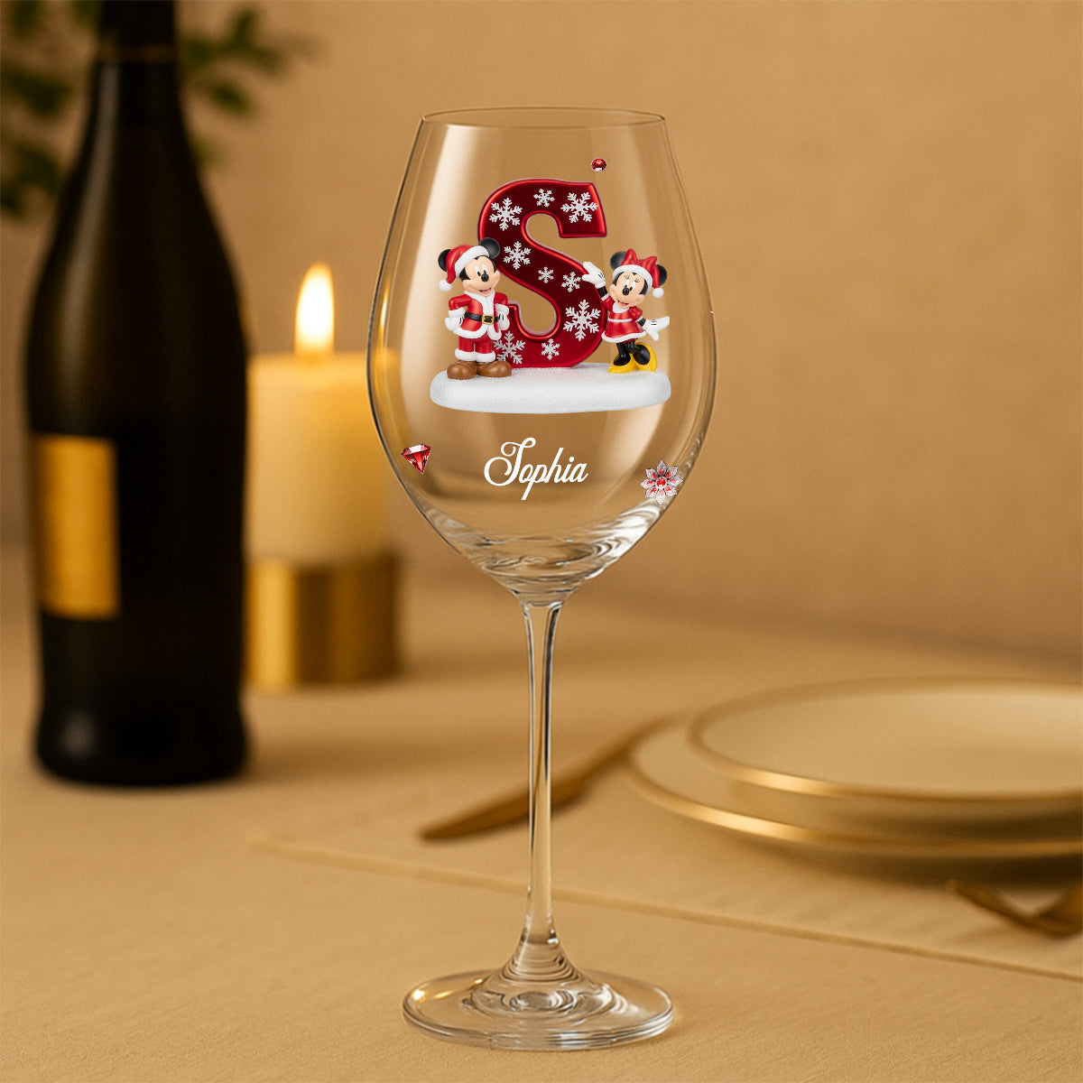 Personalized Christmas Wine Glass with Long Stem for Mom/Dad Wine Glass With Long Stem GradoCreations