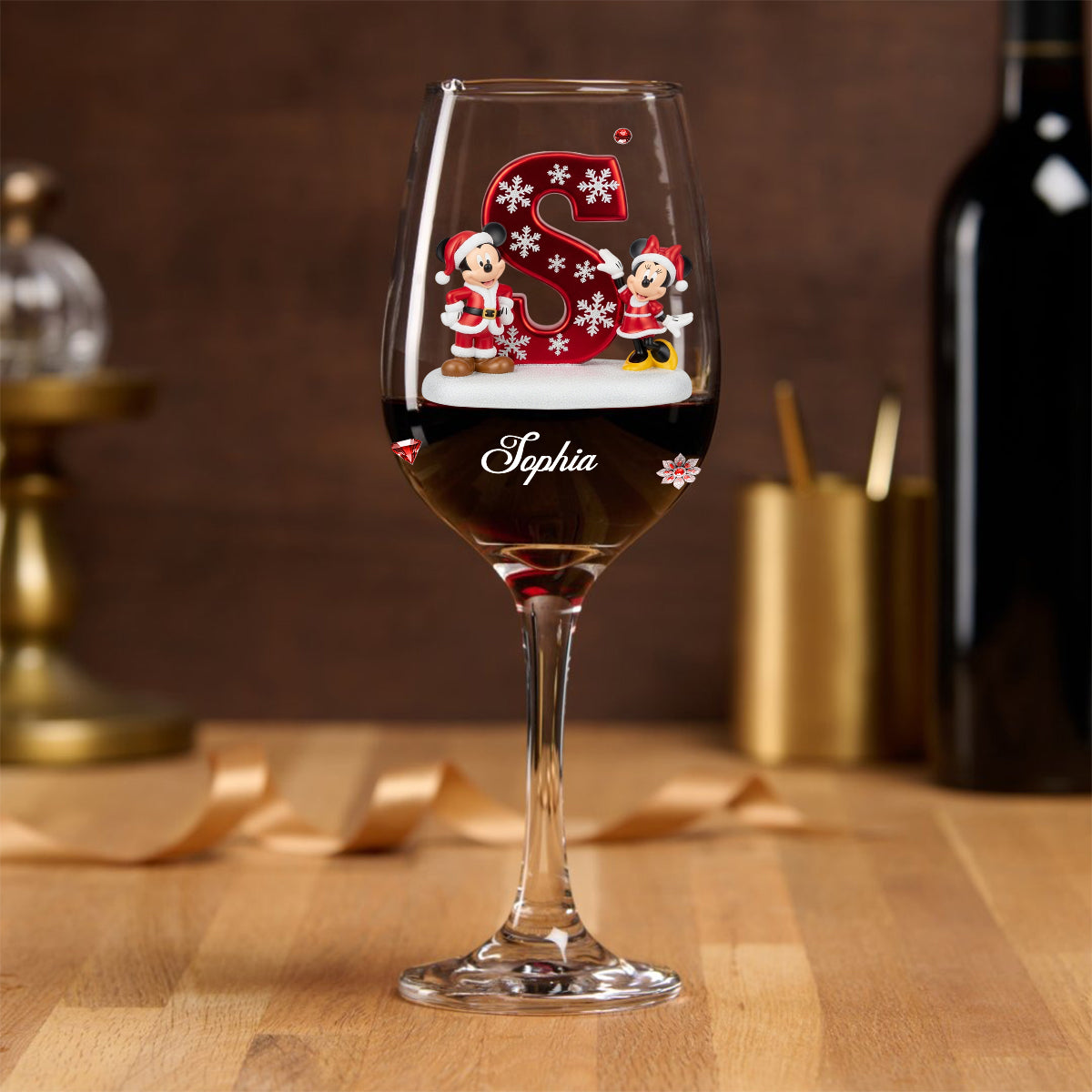 Personalized Christmas Wine Glass with Long Stem for Mom/Dad Wine Glass With Long Stem GradoCreations