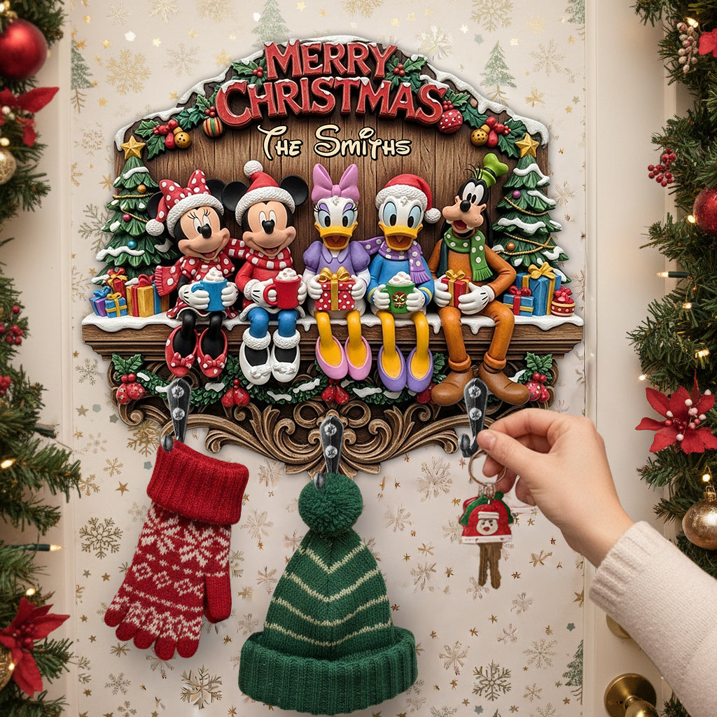Personalized Merry Christmas Mouse Key Rack Custom Shape Gift Custom Shaped Key Rack GradoCreations