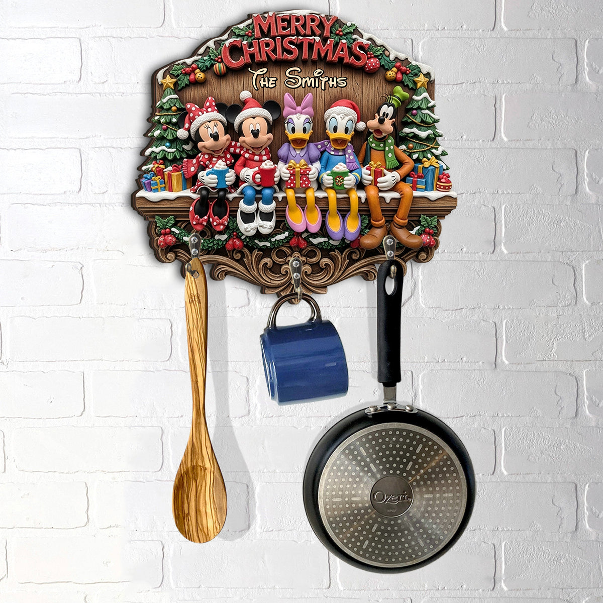 Personalized Merry Christmas Mouse Key Rack Custom Shape Gift Custom Shaped Key Rack GradoCreations
