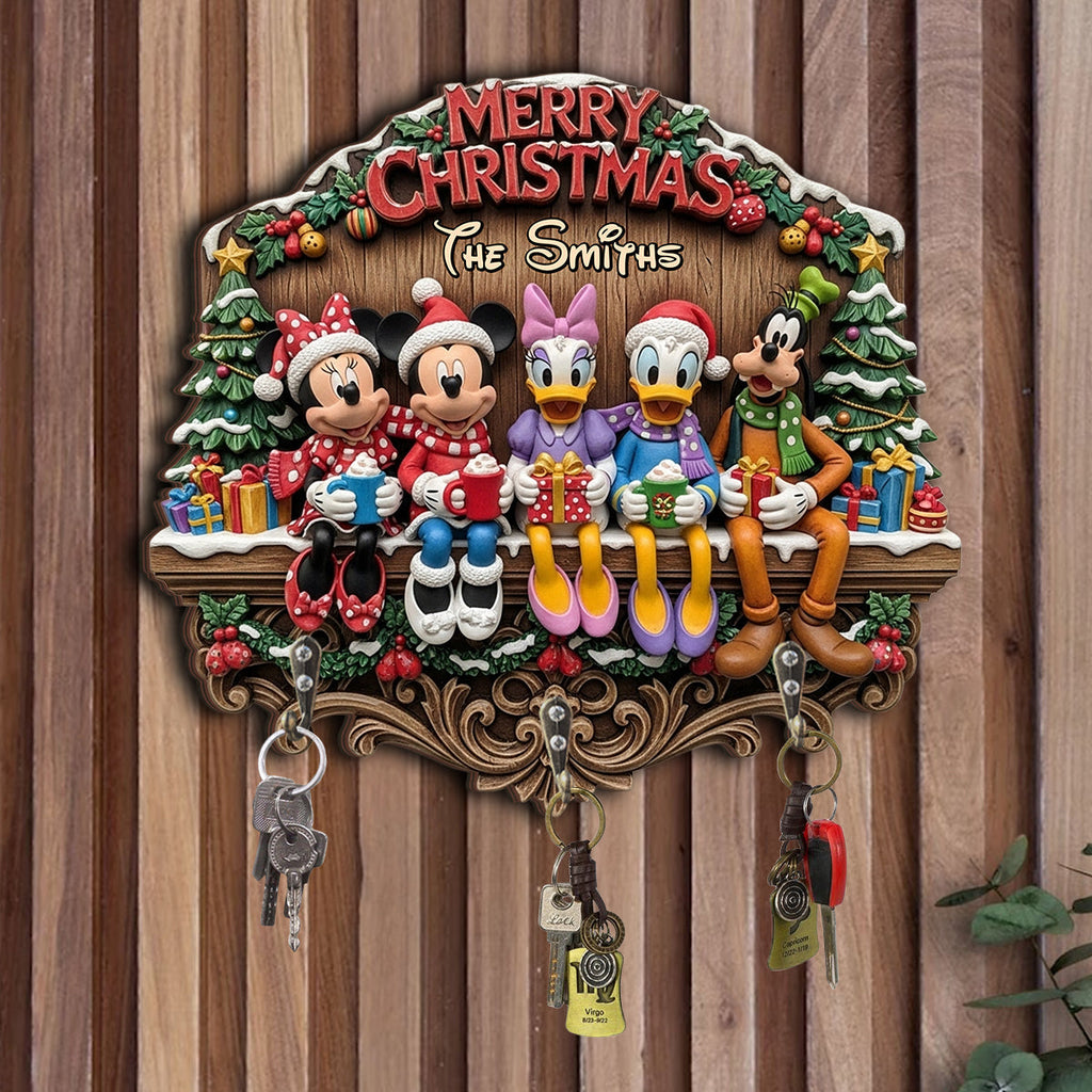 Personalized Merry Christmas Mouse Key Rack Custom Shape Gift Custom Shaped Key Rack GradoCreations