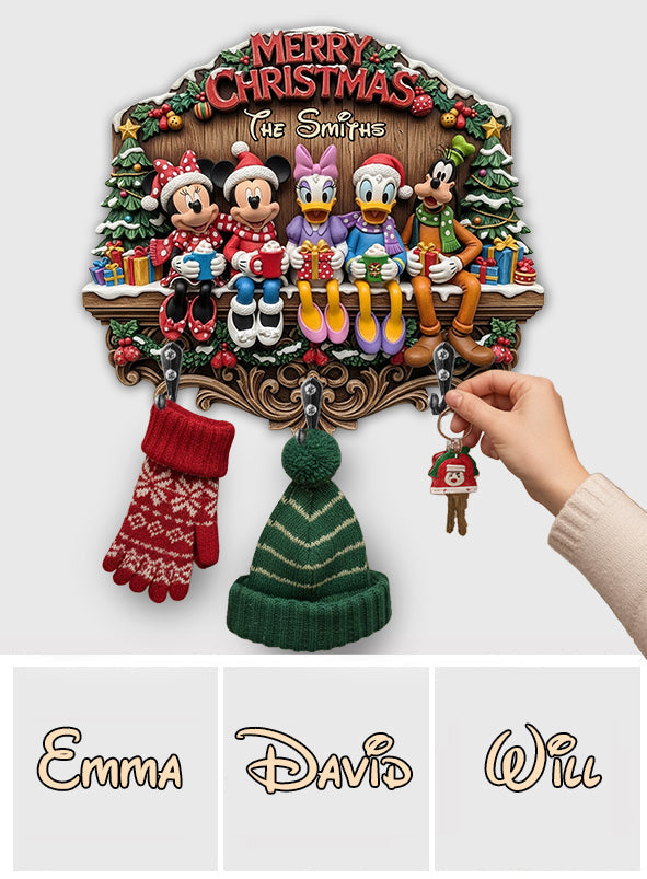Personalized Merry Christmas Mouse Key Rack Custom Shape Gift Custom Shaped Key Rack GradoCreations