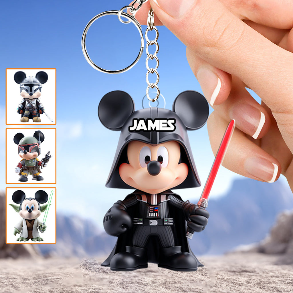 Personalized Mickey Mouse Darth Vader Keychain Custom Name Gift Keychain GradoCreations
