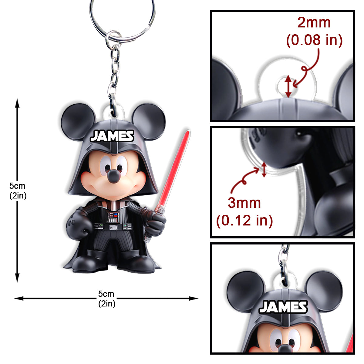 Personalized Mickey Mouse Darth Vader Keychain Custom Name Gift Keychain GradoCreations