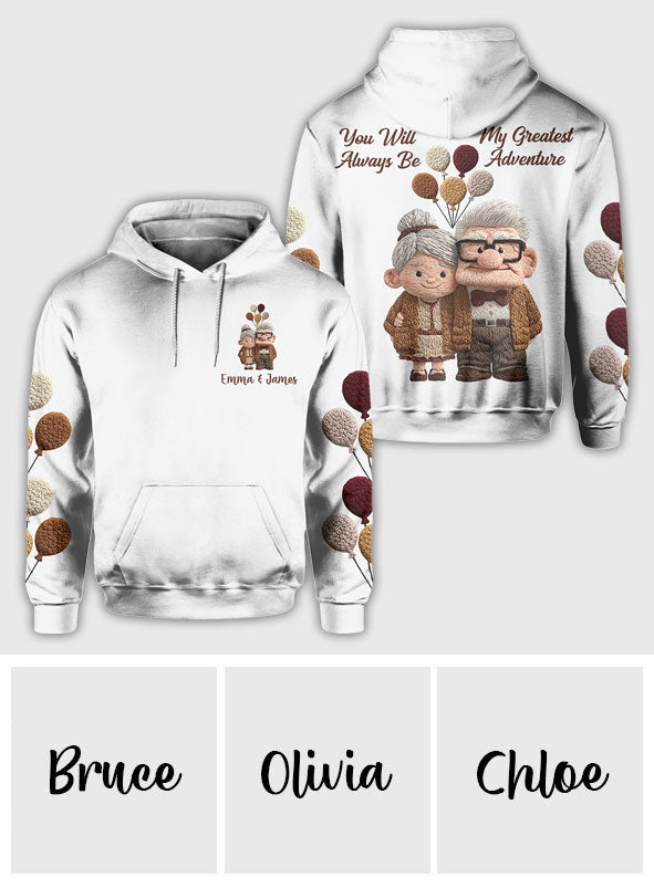 Personalized All Over Shirt with 'My Greatest Adventure' Design for Couples All Over Shirt GradoCreations
