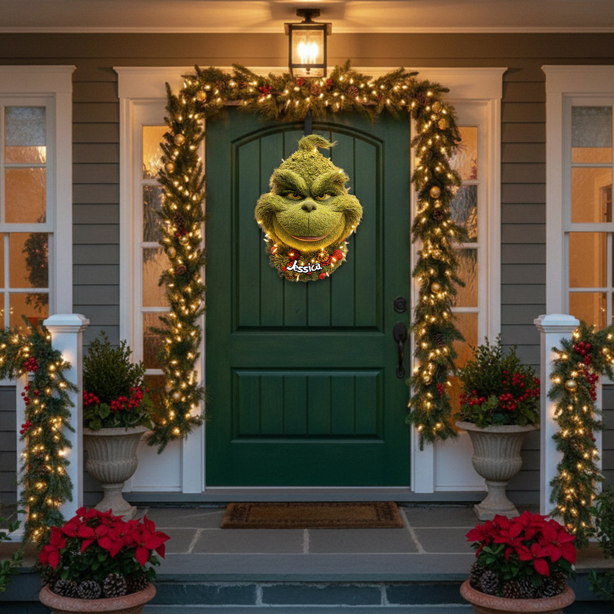 Personalized Grinchmas Wreath LED Light Acrylic Sign for Christmas LED Light Acrylic Sign GradoCreations