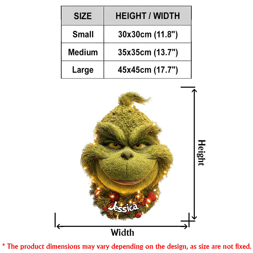 Personalized Grinchmas Wreath LED Light Acrylic Sign for Christmas LED Light Acrylic Sign GradoCreations