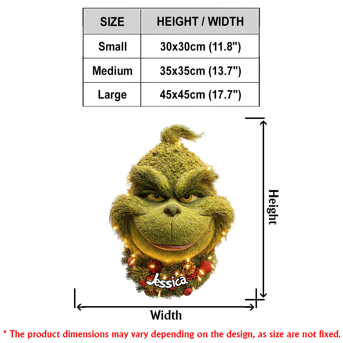 Personalized Grinchmas Wreath LED Light Acrylic Sign for Christmas LED Light Acrylic Sign GradoCreations