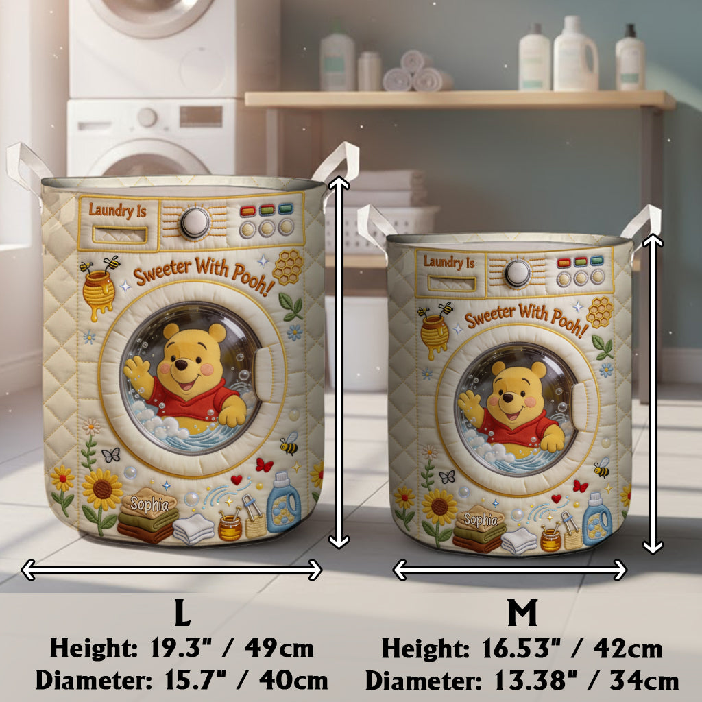 Personalized Yellow Bear Laundry Basket Custom Name Storage for Kids Laundry Basket GradoCreations