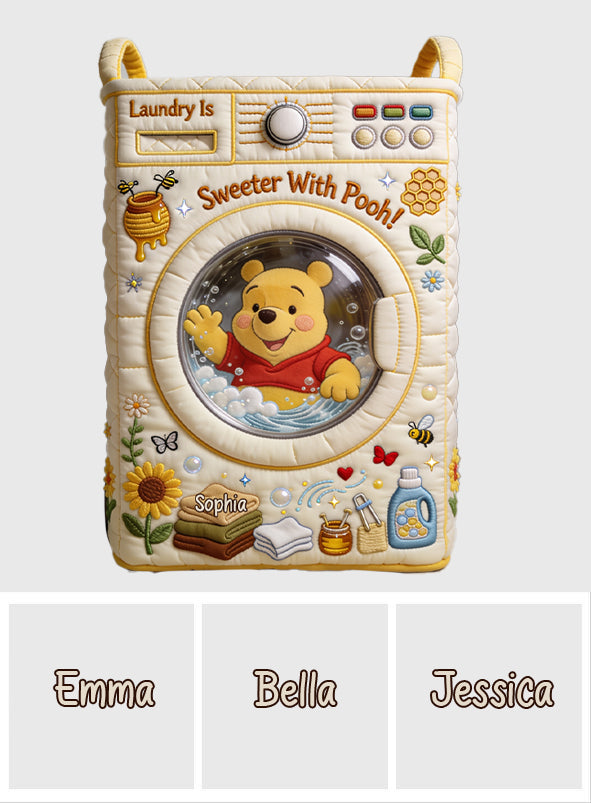 Personalized Yellow Bear Laundry Basket Custom Name Storage for Kids Laundry Basket GradoCreations