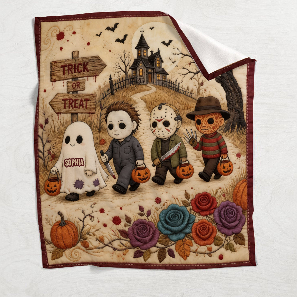 Personalized Trick or Treat Blanket Horror Gift for Halloween Blanket GradoCreations