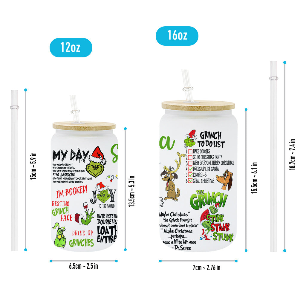Personalized Grinch Christmas Can Glass Custom Name Gift Can Glass GradoCreations