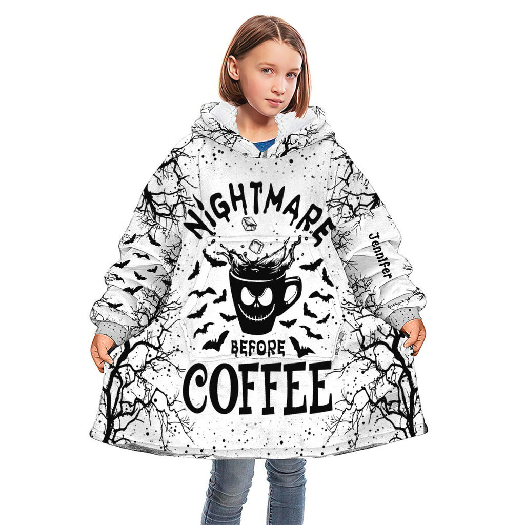 Personalized Nightmare Before Coffee Blanket Hoodie Gift Blanket Hoodie GradoCreations