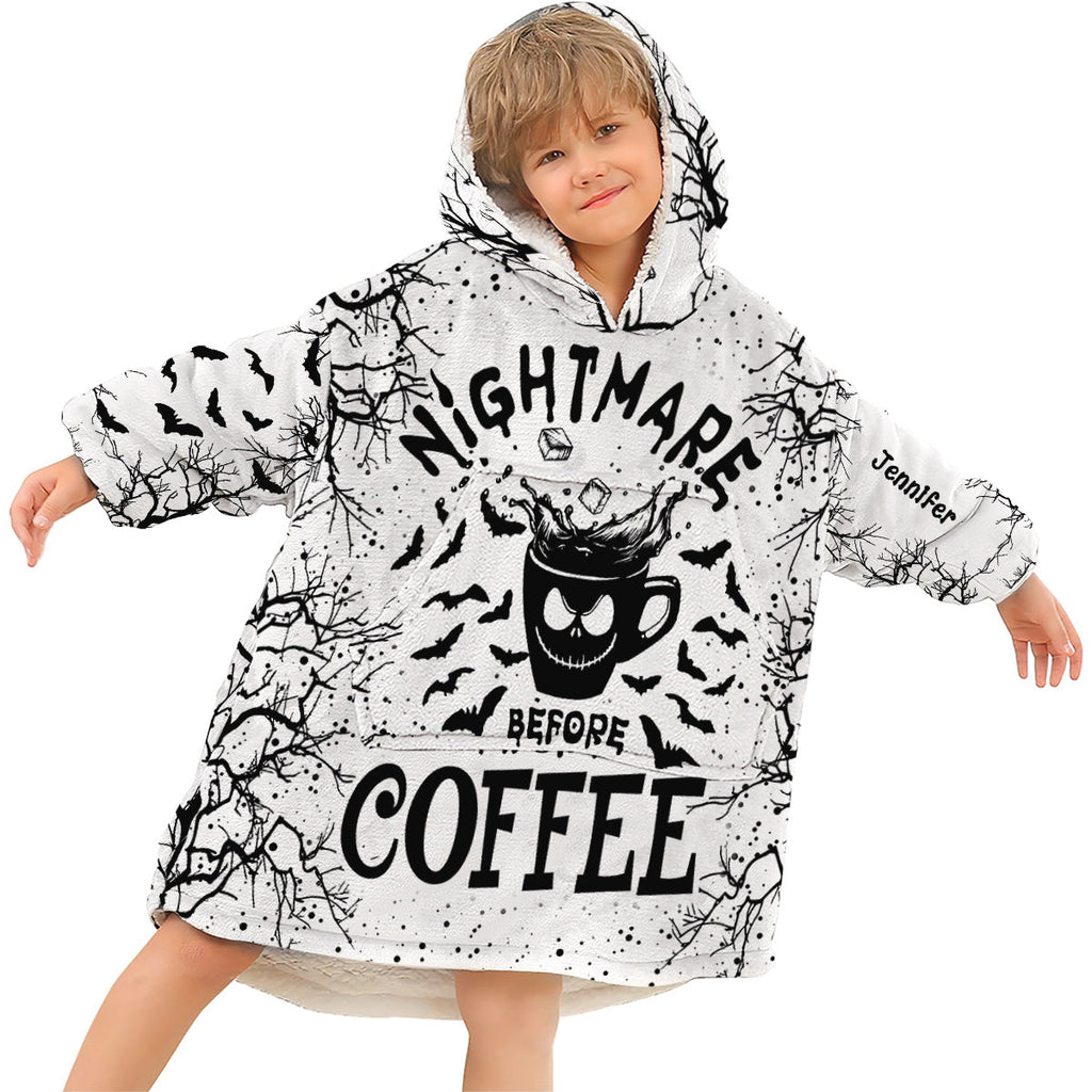 Personalized Nightmare Before Coffee Blanket Hoodie Gift Blanket Hoodie GradoCreations