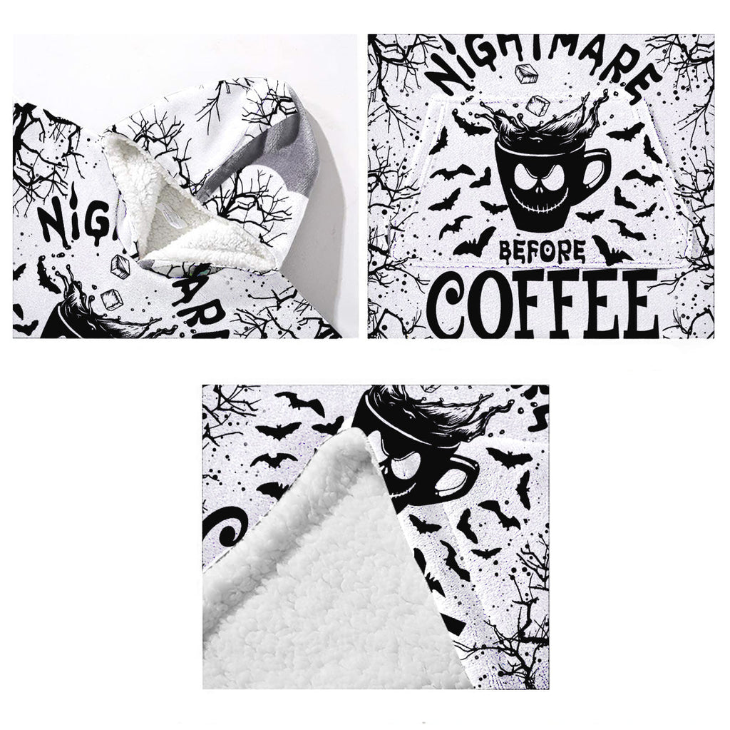 Personalized Nightmare Before Coffee Blanket Hoodie Gift Blanket Hoodie GradoCreations